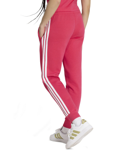 adidas Women's Essentials Three Stripes Fleece Slim Pants - Power Pink/White