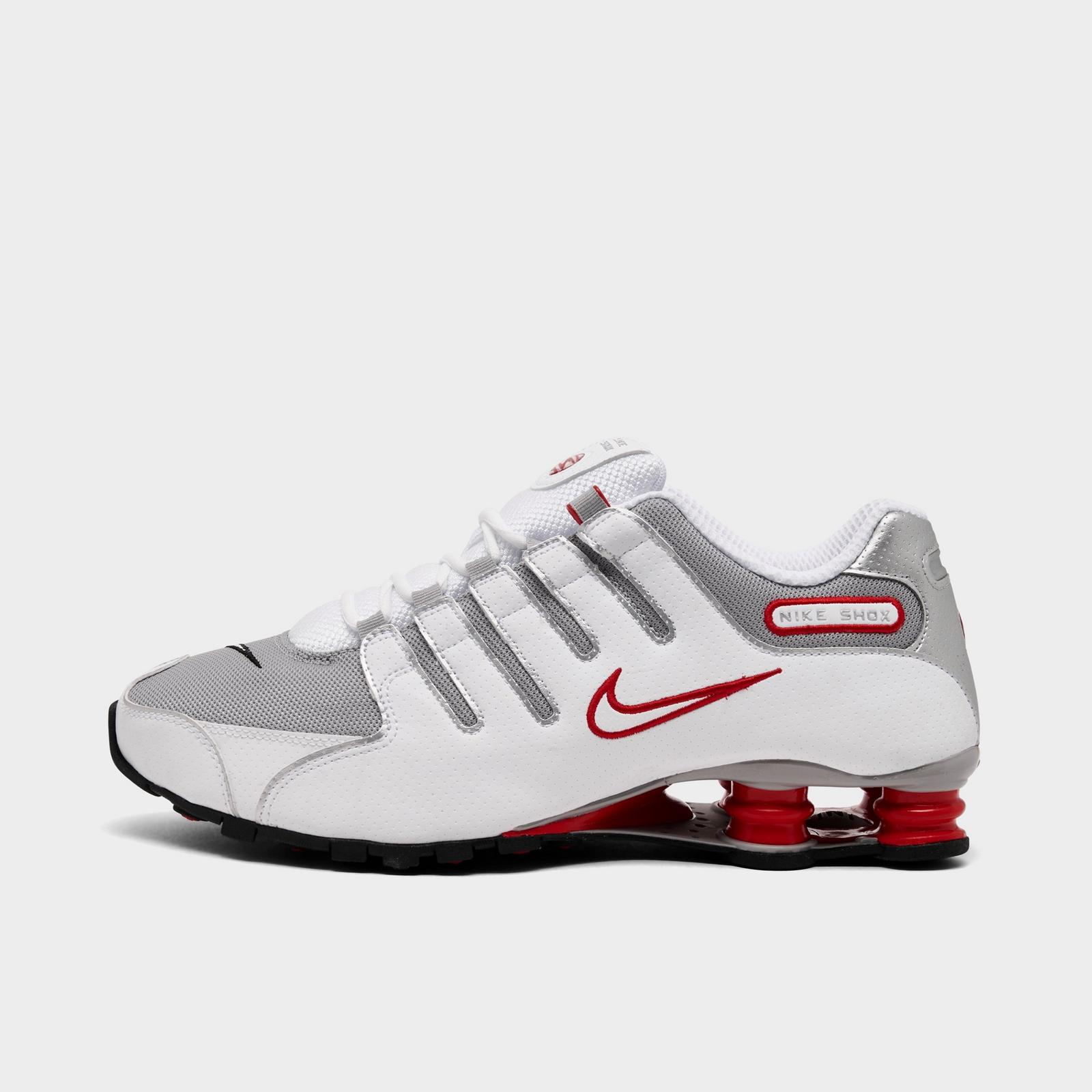 Men's Nike Shox NZ Casual Shoes - White/Sport Red/Cool Grey/Metallic Silver