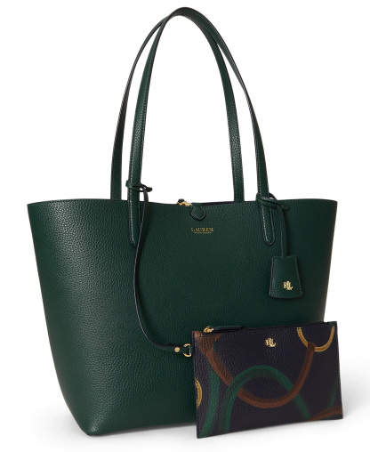 Lauren Ralph Lauren Faux-Leather Reversible Extra Large Tote Handbag - Season Green/Belting