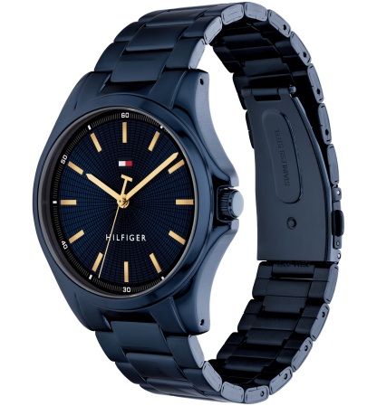 Tommy Hilfiger Men's Quartz Ionic Plated Blue Stainless Steel Bracelet Watch, 42mm - Blue