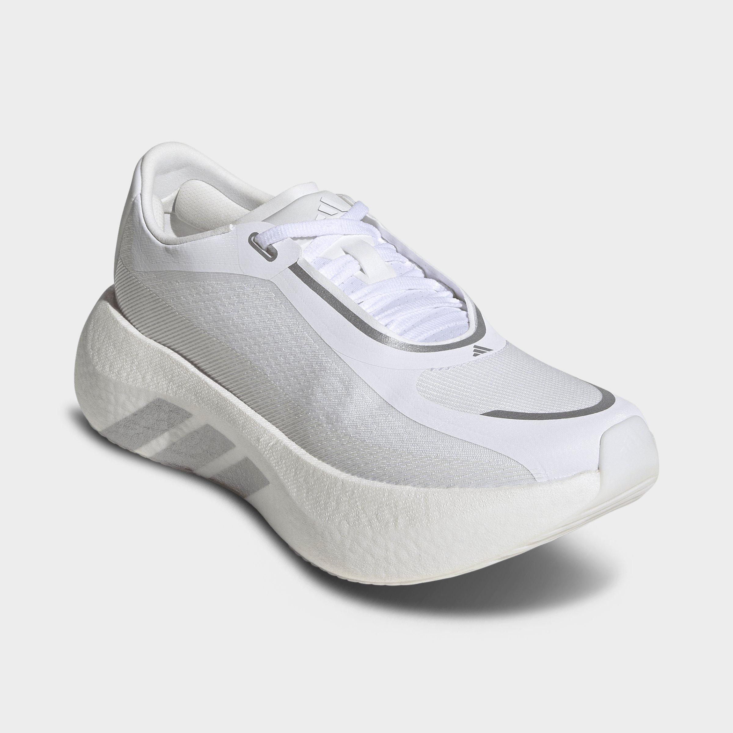 Women's adidas Hyperboost Edge Running Shoes - Part 1 - Cloud White/Silver Metallic/Zero Metallic - Both shoes facing left
