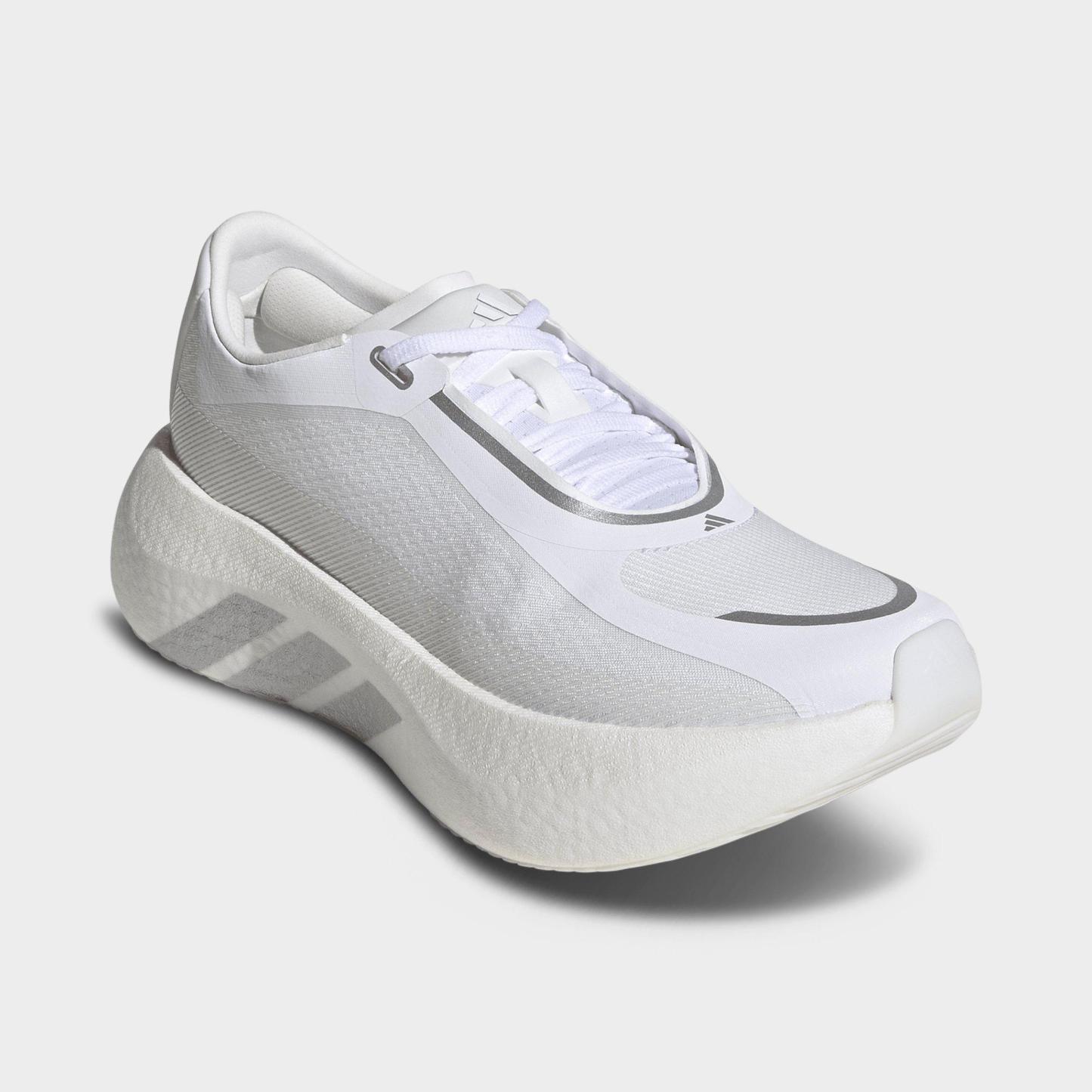 Women's adidas Hyperboost Edge Running Shoes - Part 1 - Cloud White/Silver Metallic/Zero Metallic - Both shoes facing left