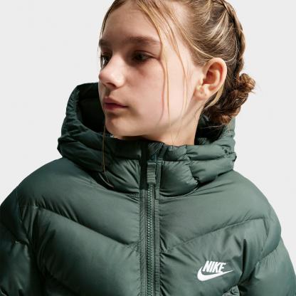 Big Kids' Nithtke Sportswear All Day Play Therma-FIT Loose-Fit Puffer Jacket - Camo Green/White