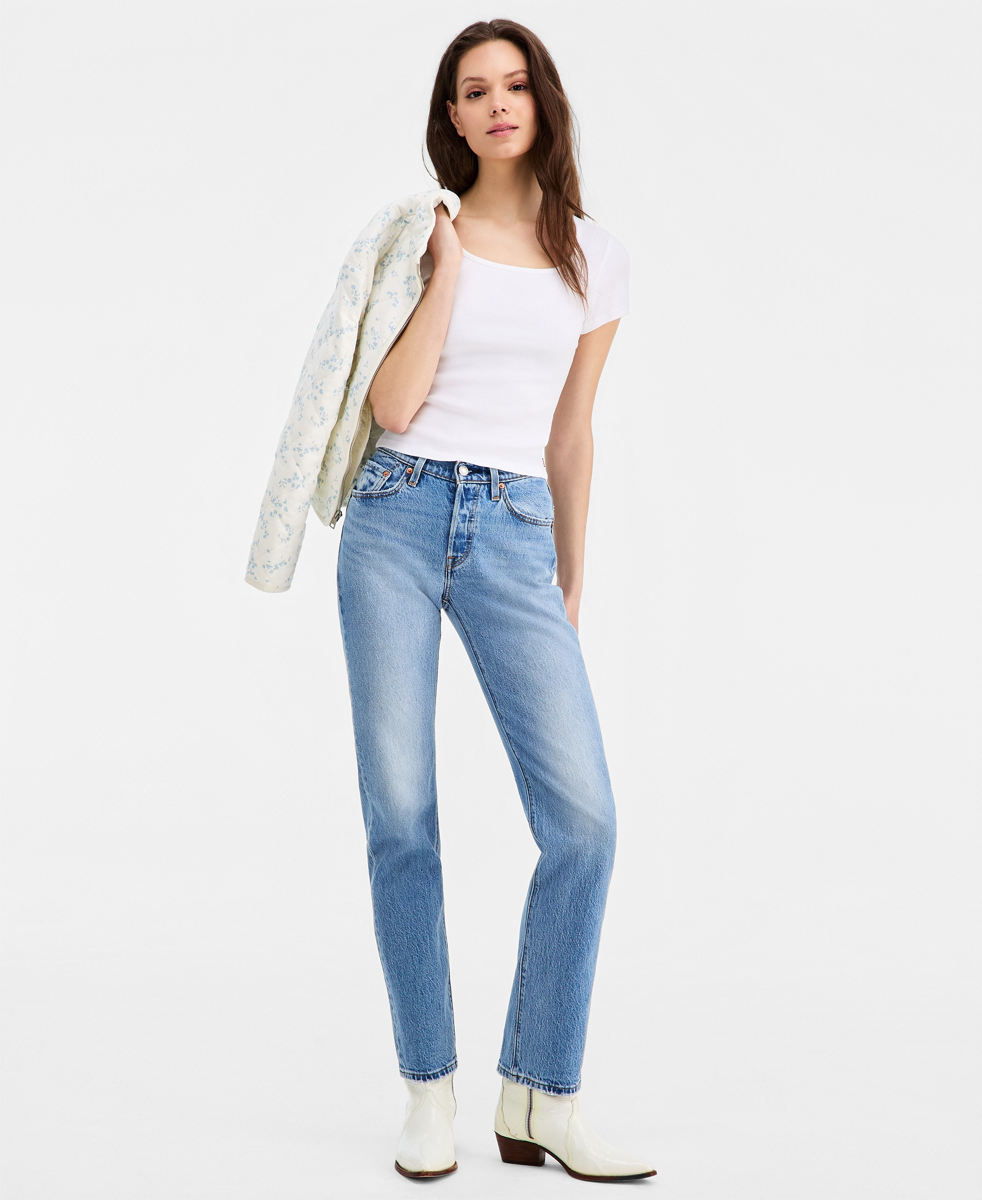 Levi's Women's 501 Curve High-Rise Straight-Leg Jeans - Play On Ref