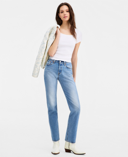 Levi's Women's 501 Curve High-Rise Straight-Leg Jeans - Play On Ref