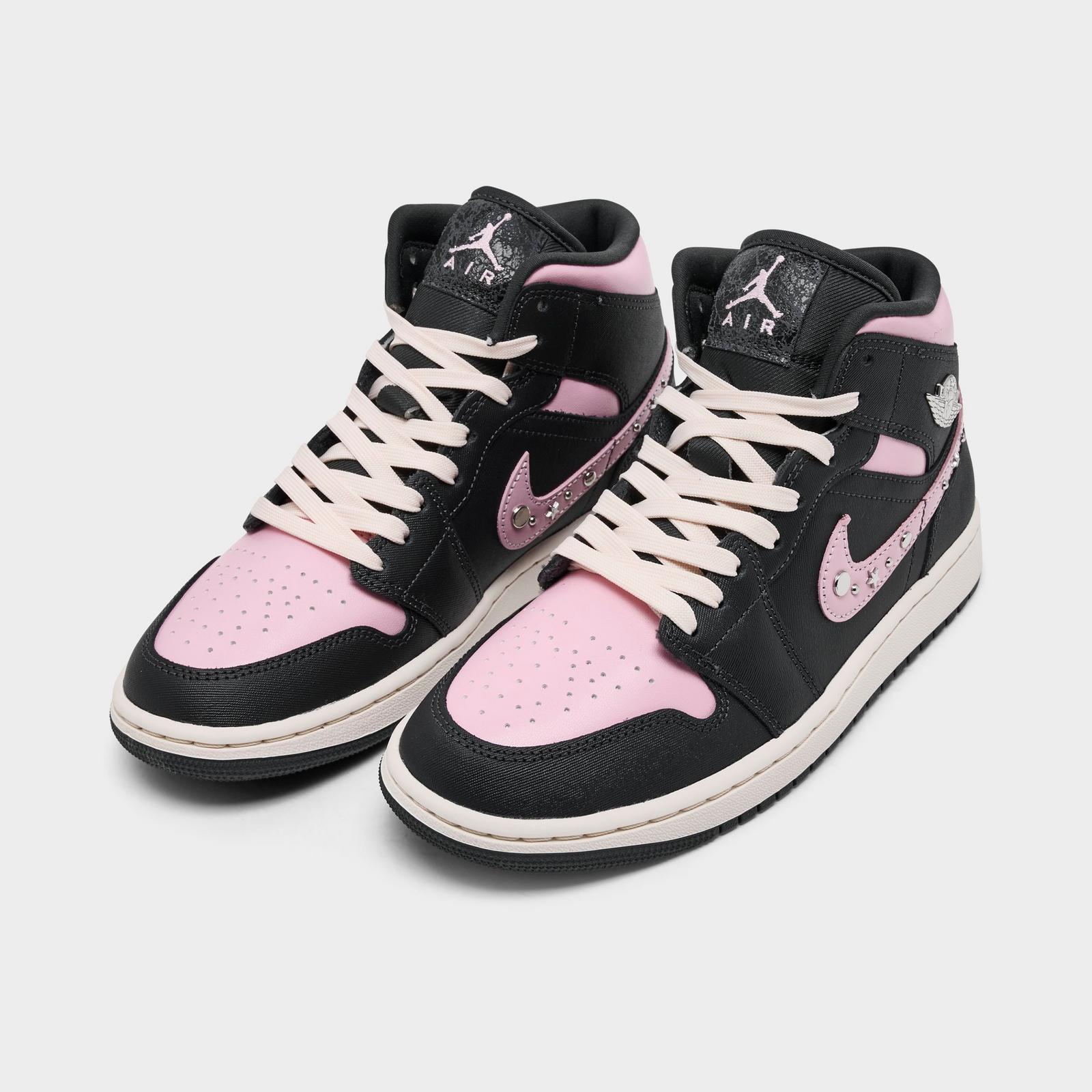 Women's Air Jordan Retro 1 Mid LE Casual Shoes - Anthracite/Iced Carmine/Coconut Milk/Metallic Silver - view 2