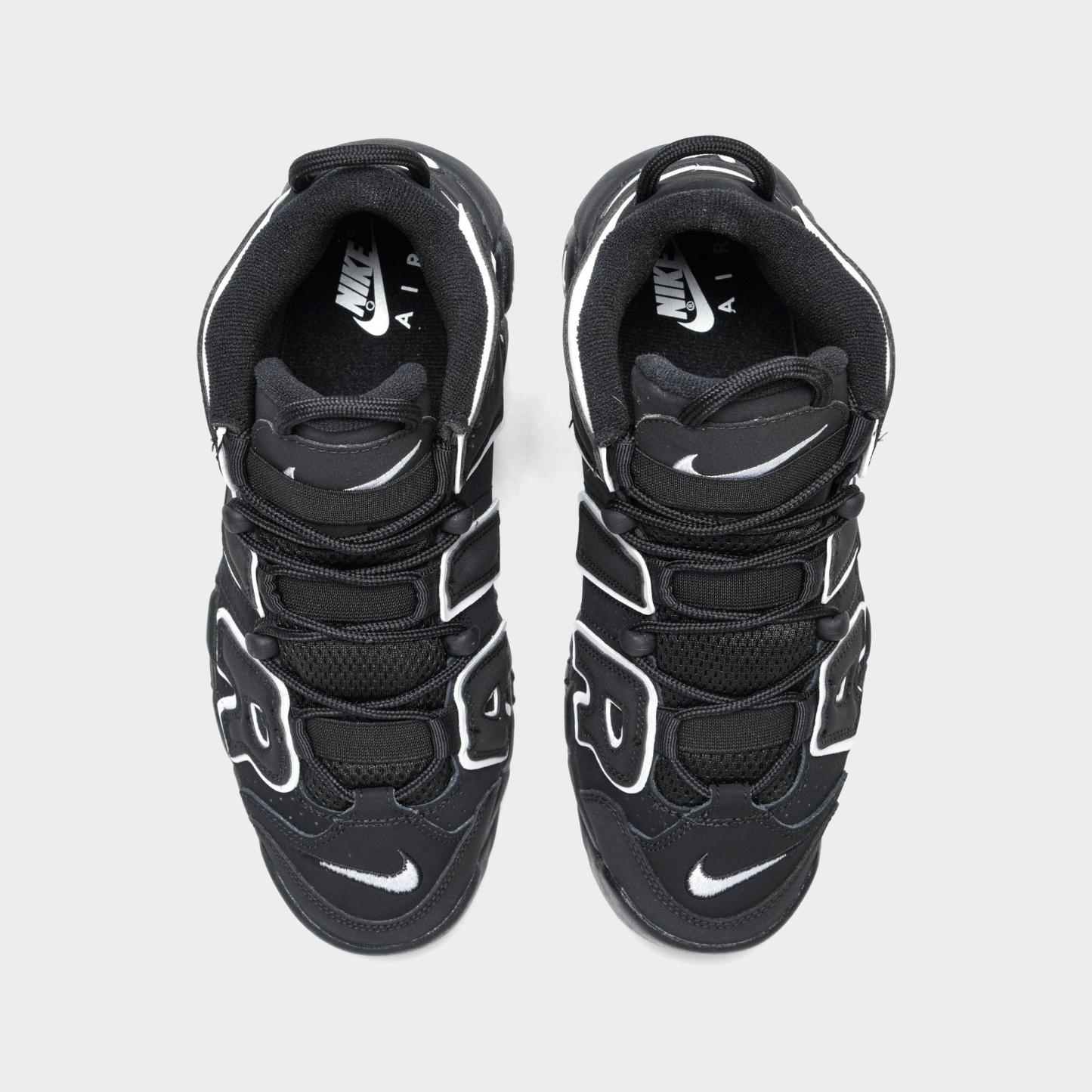 Big Kids' Nithtke Air More Uptempo Basketball Shoes - Black/White - Top view