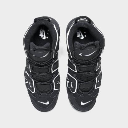 Big Kids' Nithtke Air More Uptempo Basketball Shoes - Black/White - Top view