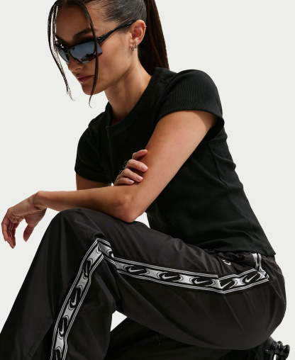 Nike Women's Sportswear Classic Mid-Rise Woven Pants - Black/Sail