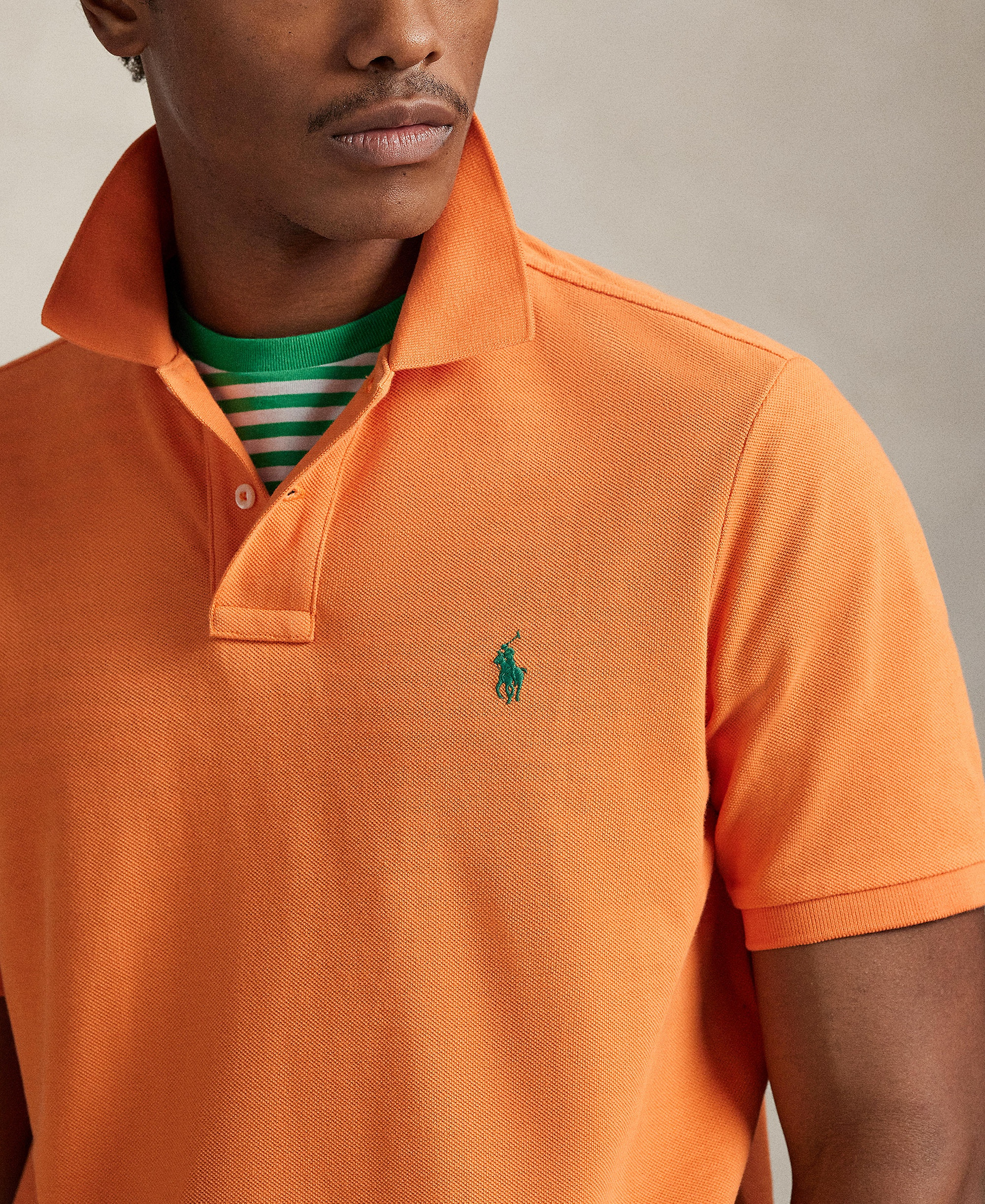 Polo Ralph Lauren Men's Cotton Custom Slim Fit Mesh Polo Shirt - Kona Orange