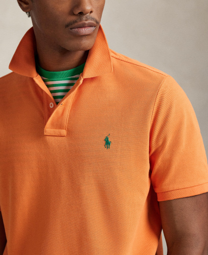 Polo Ralph Lauren Men's Cotton Custom Slim Fit Mesh Polo Shirt - Kona Orange