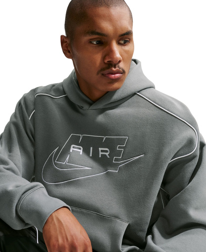 Nike Men's Air Fleece Pullover Hoodie - Smoke Gray/White
