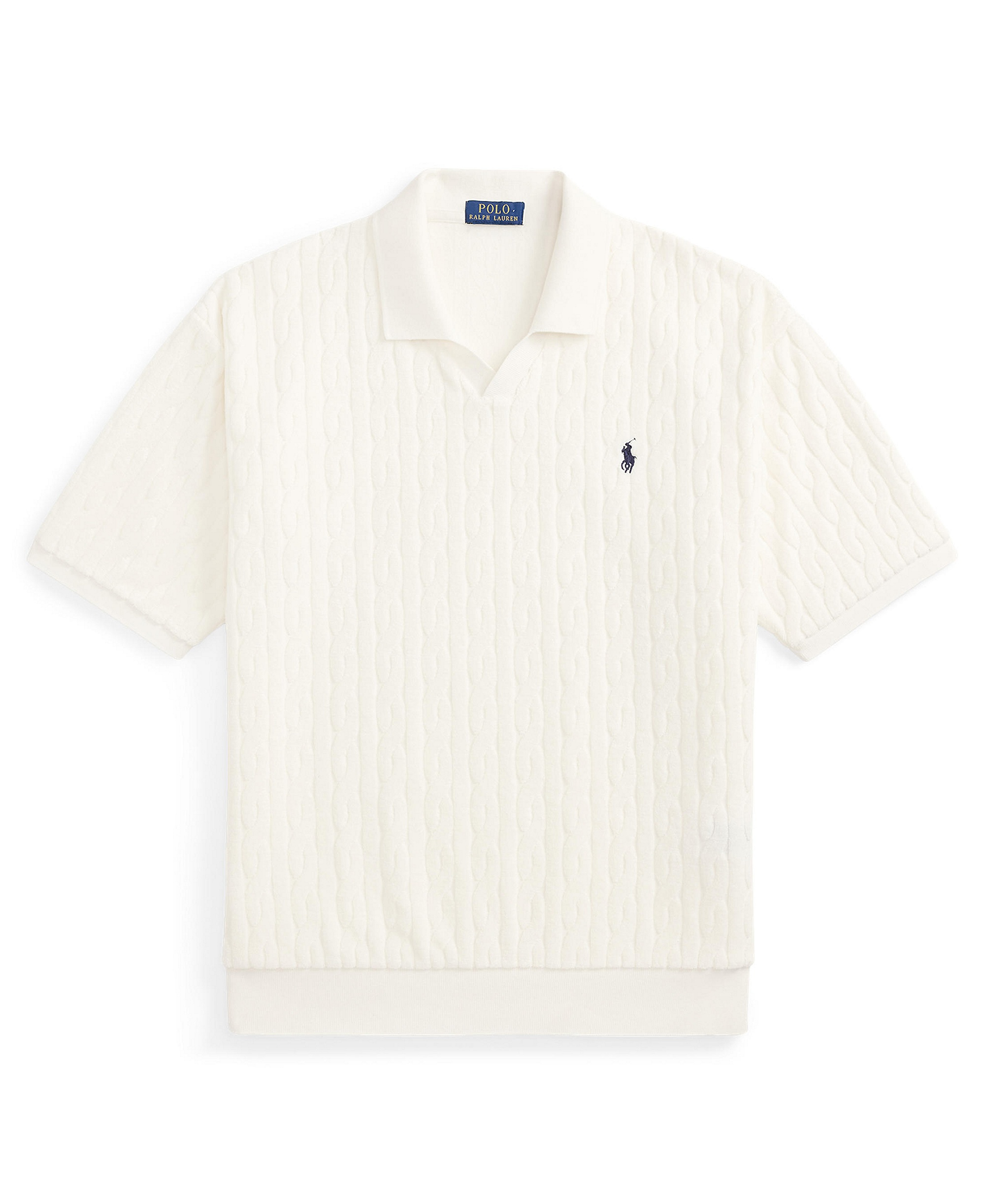 Polo Ralph Lauren Men's Classic-Fit Cable-Knit Terry Polo Shirt - White