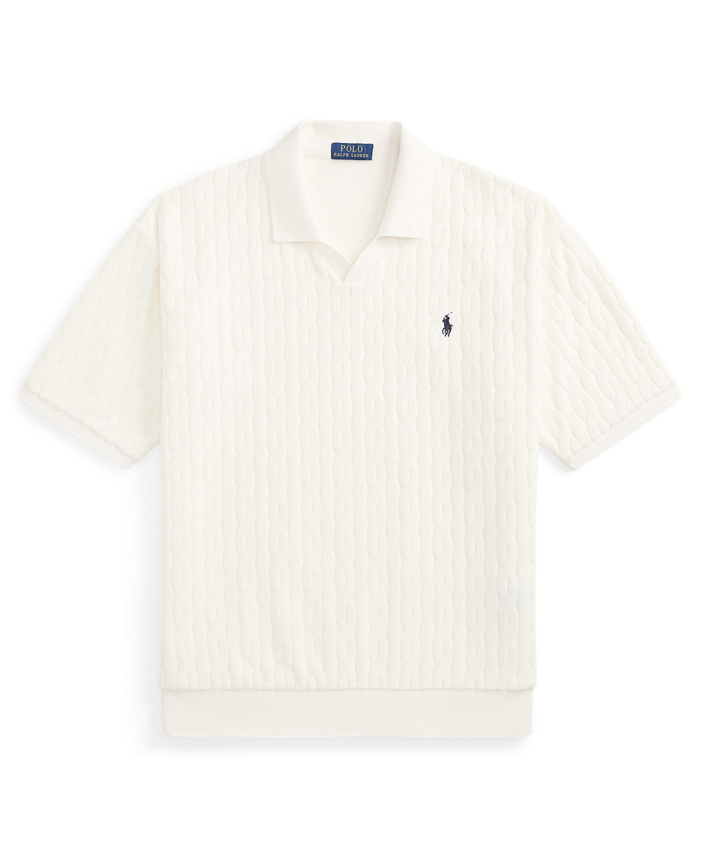 Polo Ralph Lauren Men's Classic-Fit Cable-Knit Terry Polo Shirt - White