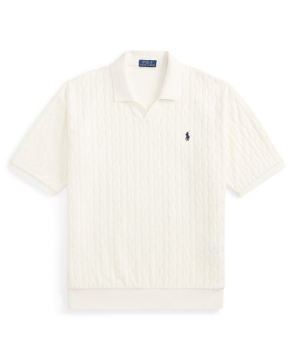 Polo Ralph Lauren Men's Classic-Fit Cable-Knit Terry Polo Shirt - White