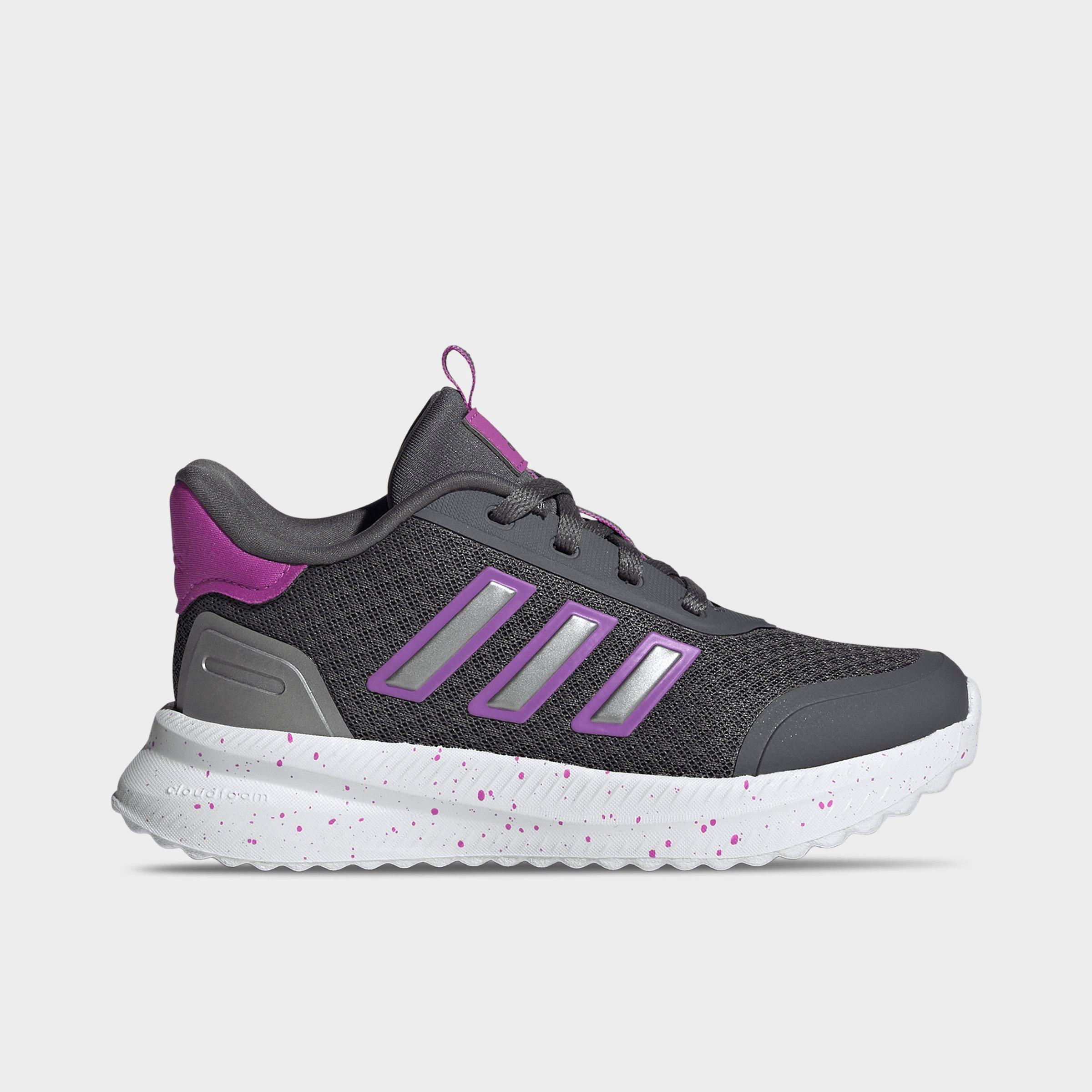 Big Kids' adidas X_PLRPATH Casual Shoes - Grey Five/Purple Burst/Iron Metallic - Left shoe facing left. Outside of the shoe.