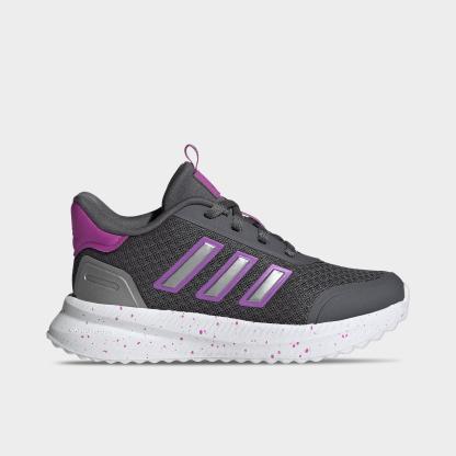 Big Kids' adidas X_PLRPATH Casual Shoes - Grey Five/Purple Burst/Iron Metallic - Left shoe facing left. Outside of the shoe.