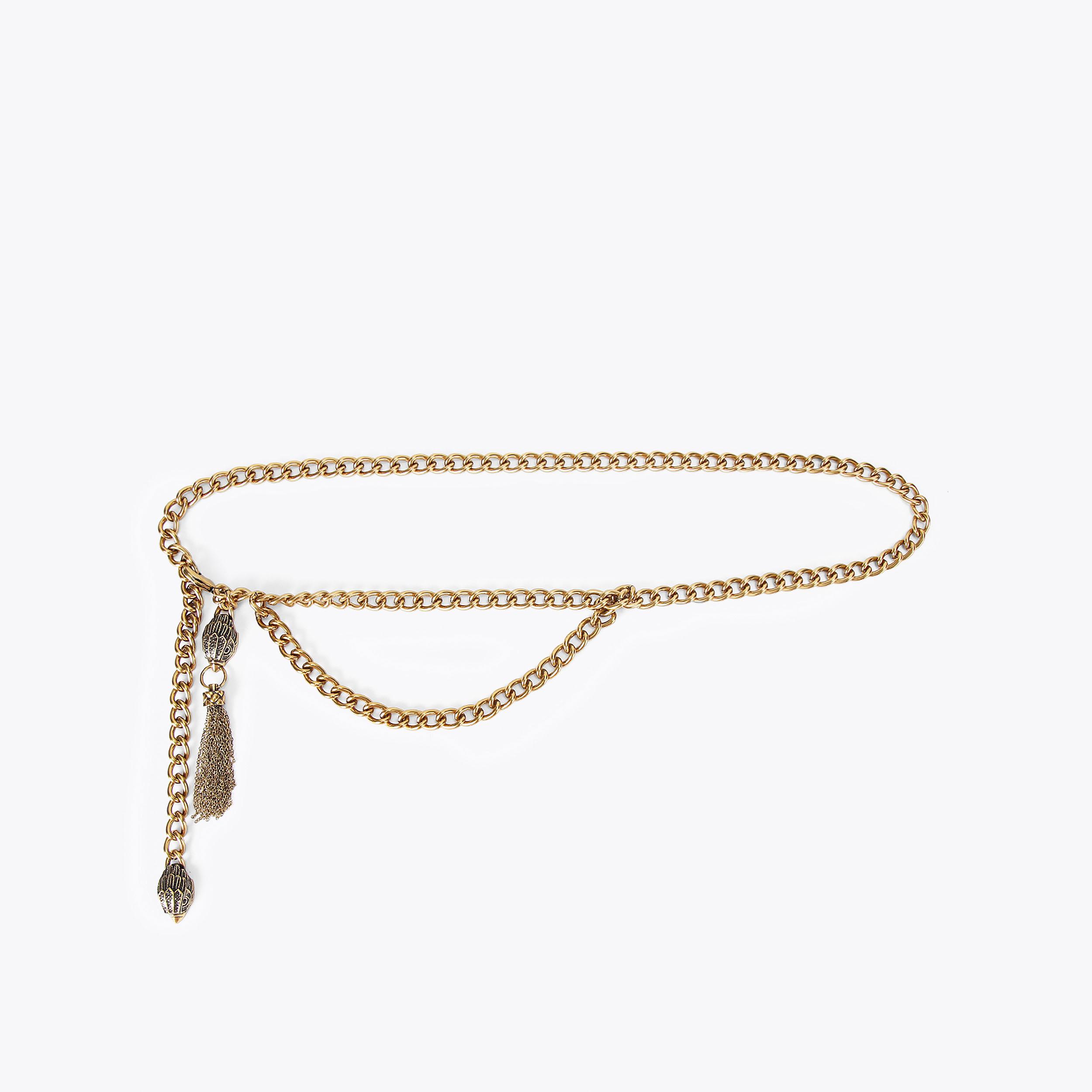 Kurt Geiger London Eagle Tassel Chain Belt - Metallics
