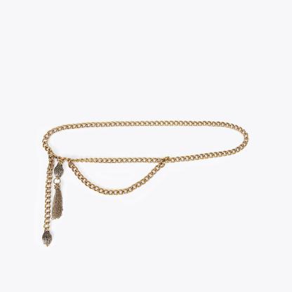Kurt Geiger London Eagle Tassel Chain Belt - Metallics