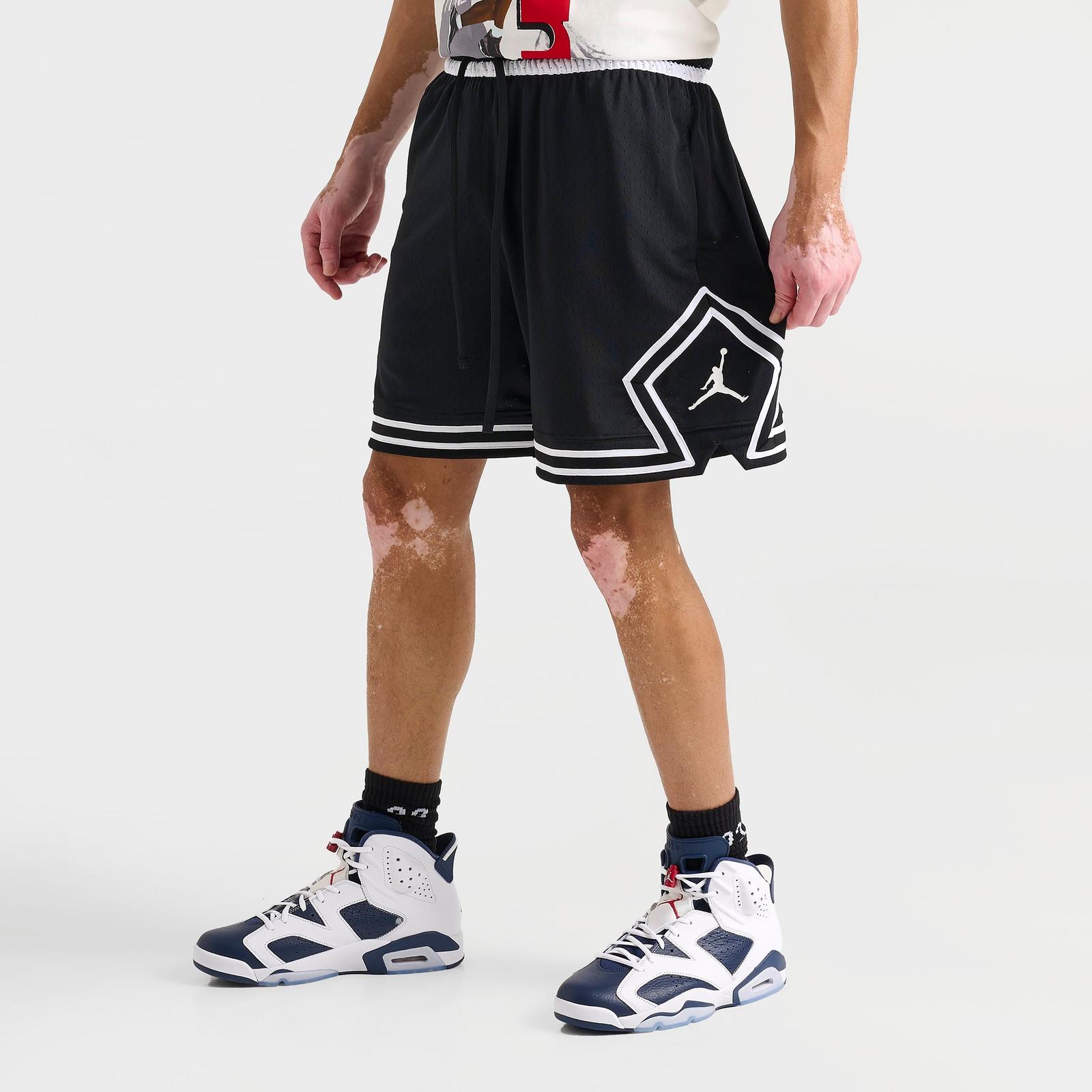Men's Jordan Sport Dri-FIT Mesh Diamond Shorts - Black/White/White - view 3
