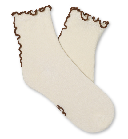UGG Women's Karsyn Lettuce Edge Quarter Logo Socks - Vanille / Chestnut