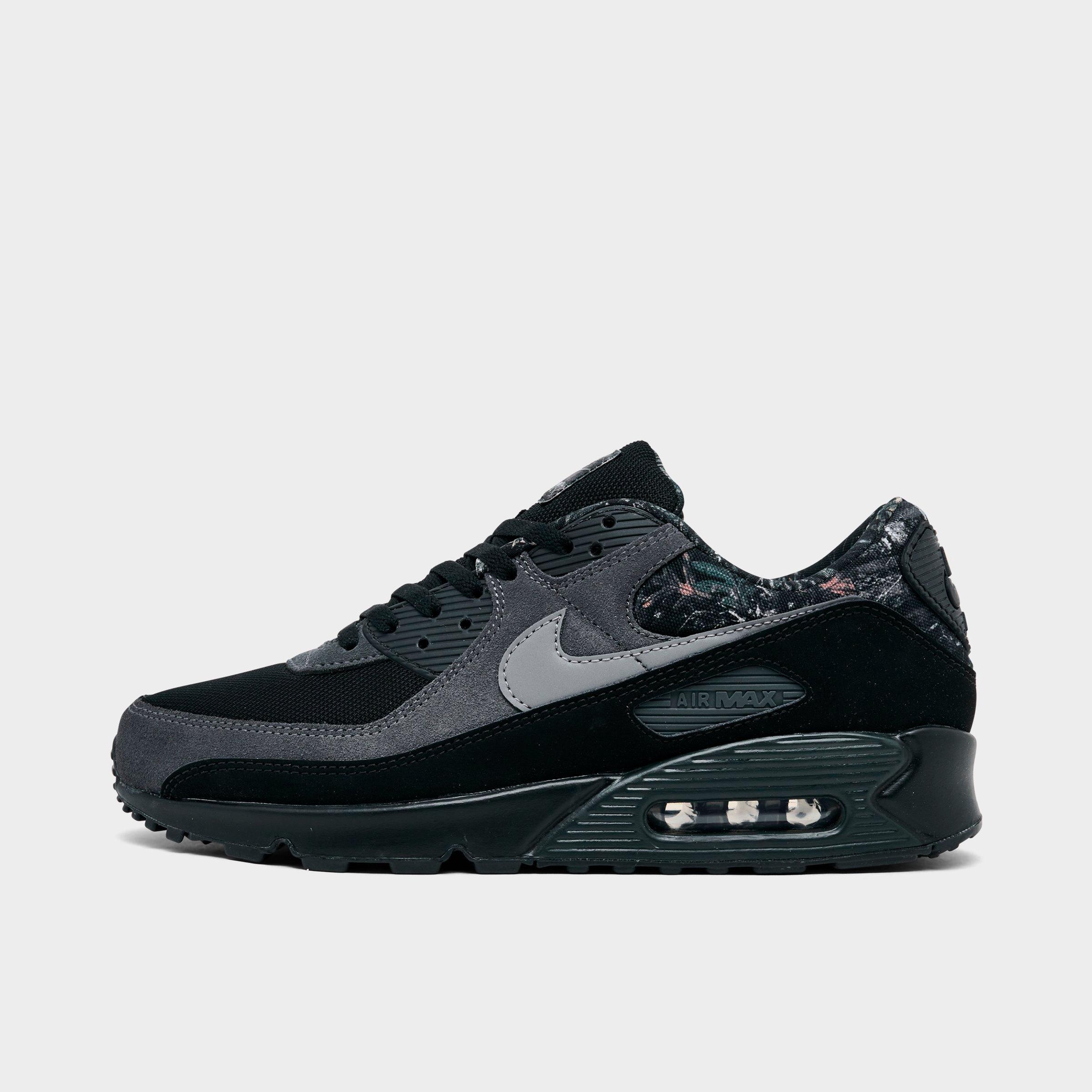 Men's Nithtke Air Max 90 Casual Shoes - Part 4 - Black/Dark Smoke Grey/Metallic Cool Grey - Left shoe facing left. Outside of the shoe.