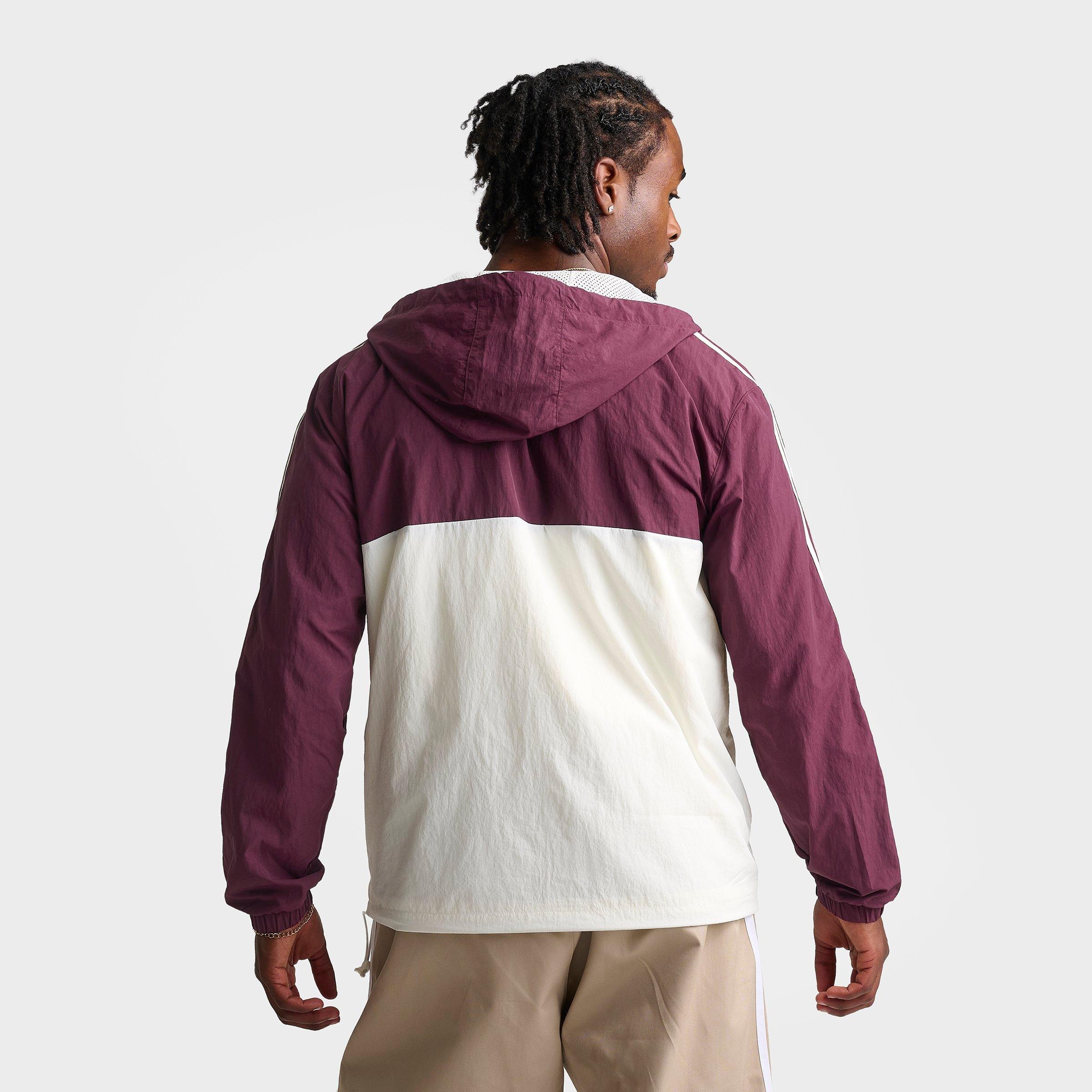 Men's adidas Originals Terrace Woven Full-Zip Windbreaker Jacket - Maroon/Off White