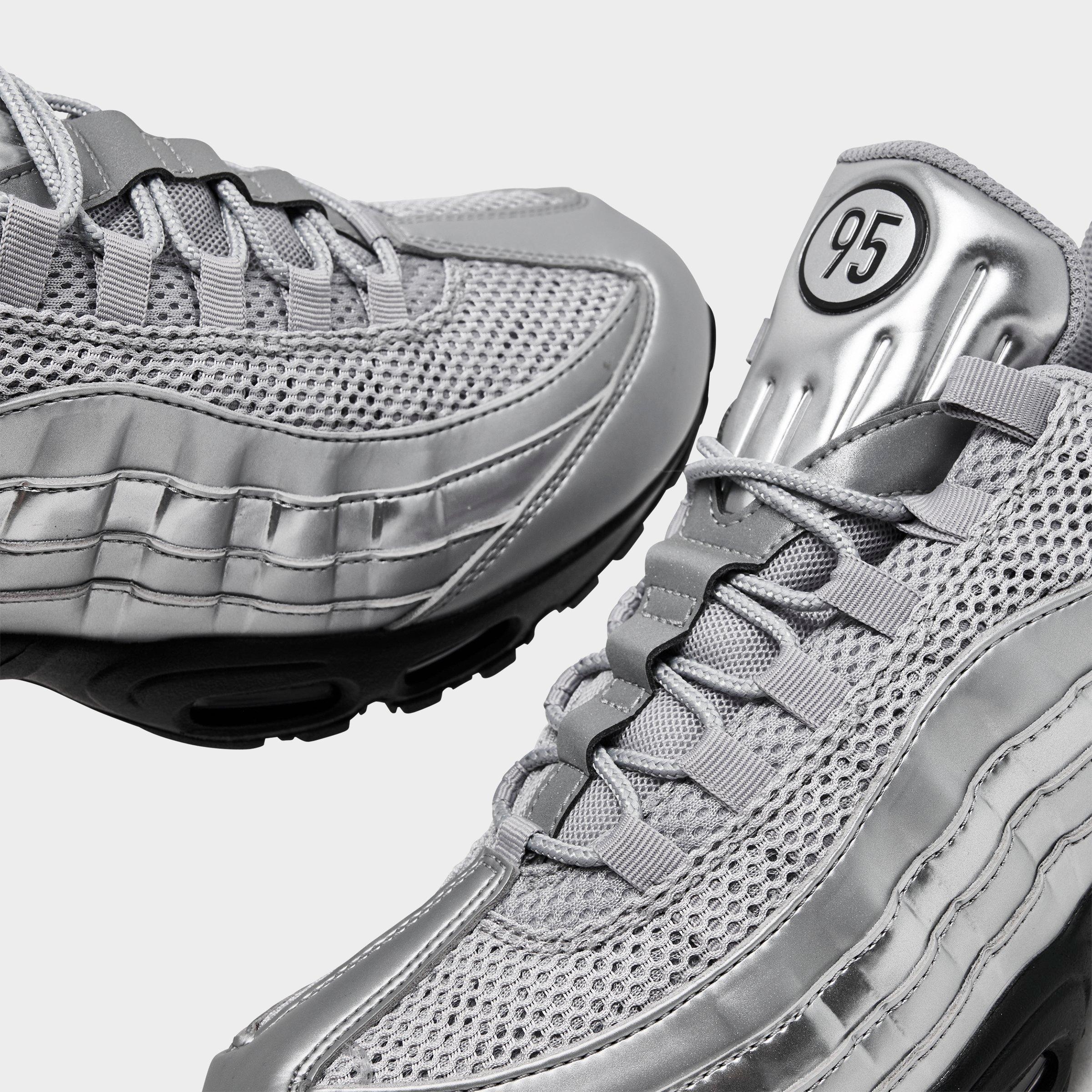 Men's Nithtke Air Max 95 Big Bubble Total 90 Casual Shoes - Metallic Silver/Black/Black - Detail shot