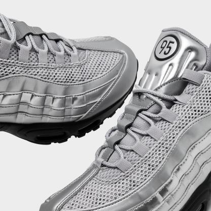 Men's Nithtke Air Max 95 Big Bubble Total 90 Casual Shoes - Metallic Silver/Black/Black - Detail shot
