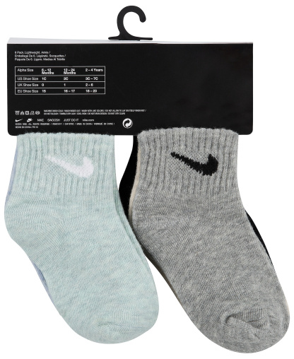 Nike Baby and Toddler Boys' and Baby Girls' Swoosh Ankle Socks, 6-Pack - Blue/White