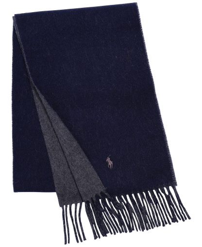 Polo Ralph Lauren Men's Classic Wool Blend Reversible Scarf - Navy/Charcoal