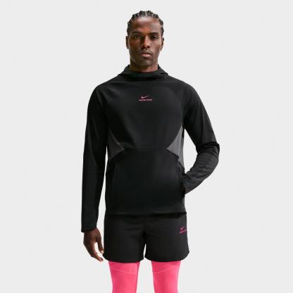 Men's Nithtke Pro Dri-FIT Mid-Layer Pullover Training Hoodie - Black/Hyper Pink
