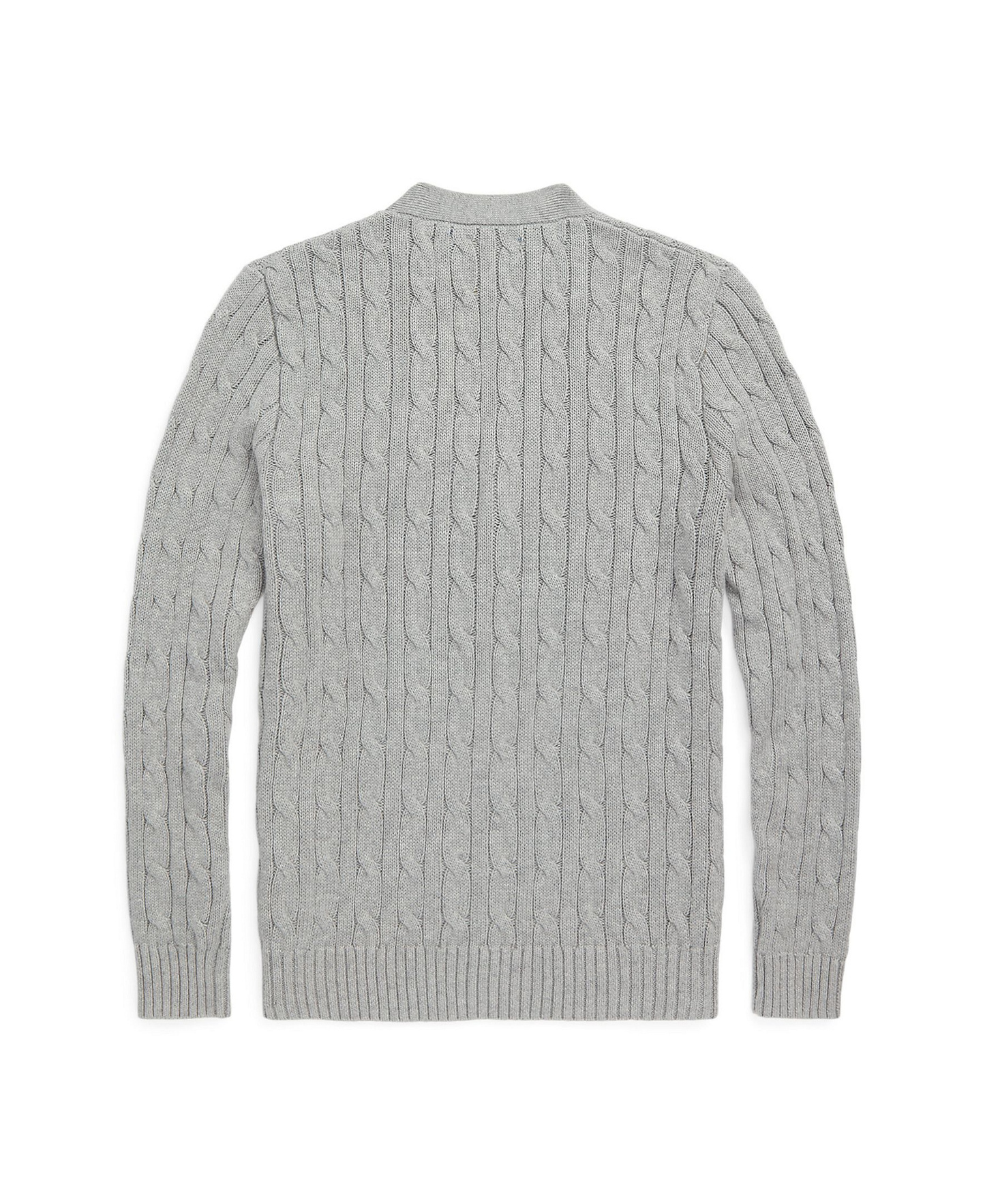 Polo Ralph Lauren Big Boys Cable-Knit Cotton V-Neck Cardigan Sweater - Andover Heather
