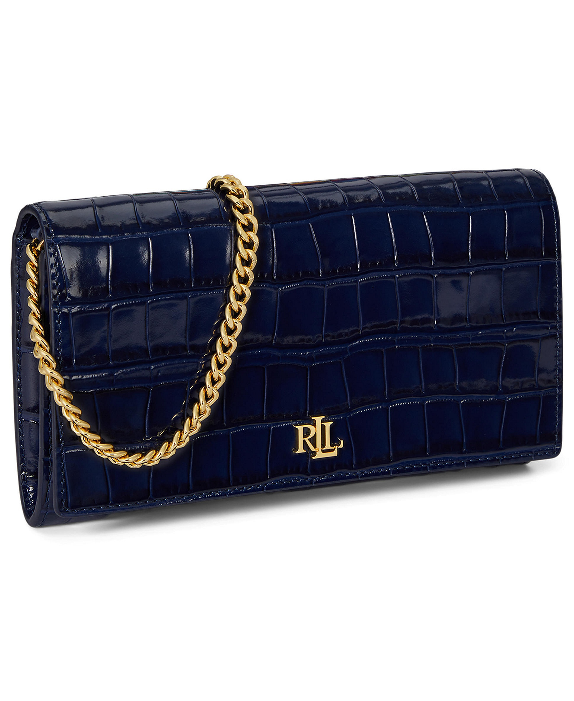 Lauren Ralph Lauren Adair II Small Croc-Embossed Crossbody Bag - Refined Navy