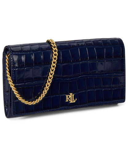 Lauren Ralph Lauren Adair II Small Croc-Embossed Crossbody Bag - Refined Navy