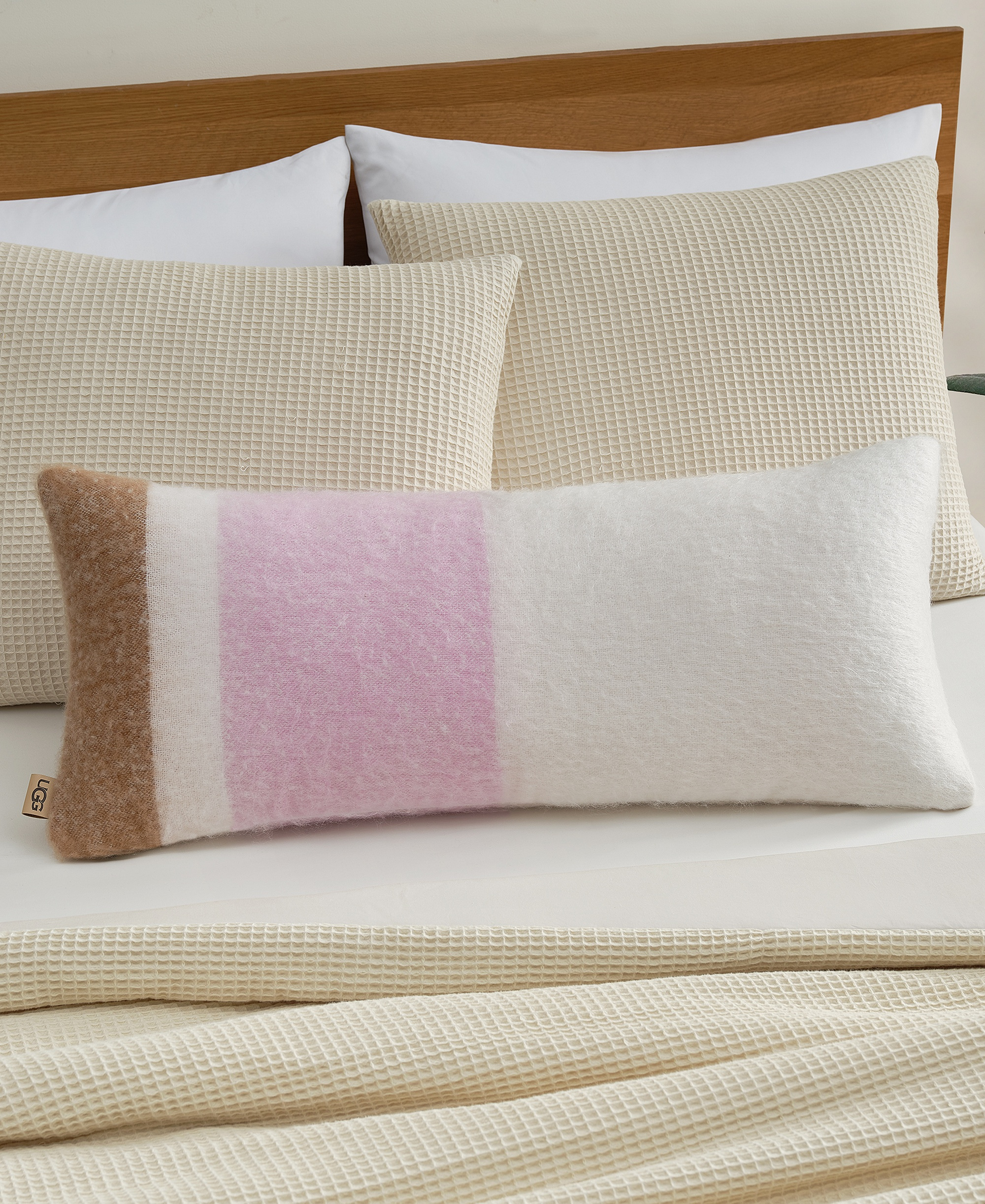UGG® Simona Faux Mohair Bolster Decorative Pillow, 14" x 36" - Rosetta Stripe