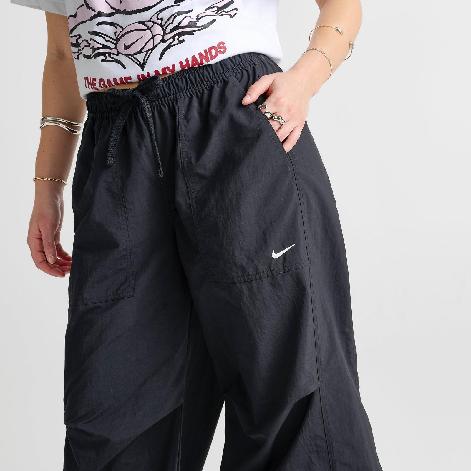 Women's Nike Sportswear Loose Mid-Rise Structured Pants - Black/Sail