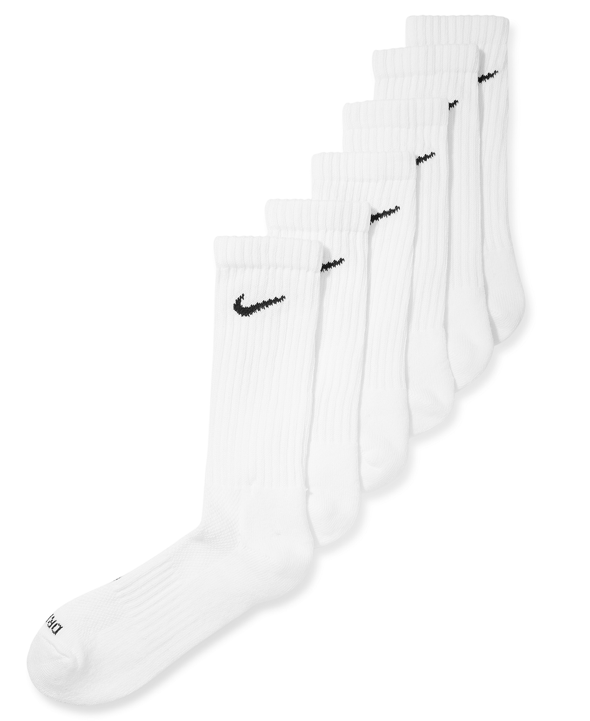 Nike Unisex Everyday Plus Cushioned Training Crew Socks, 6-Pack - White