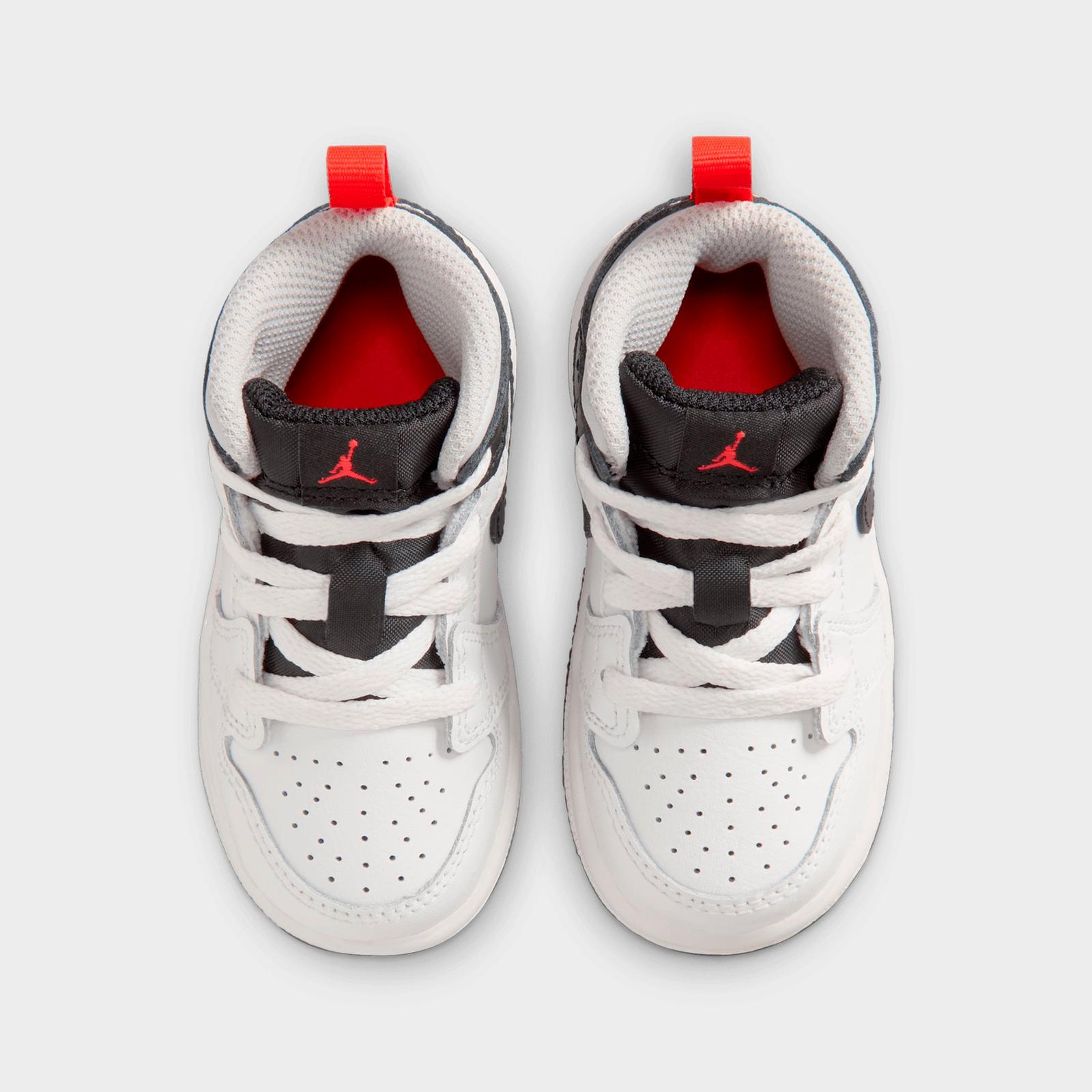 Kids' Toddler Air Jordan Retro 1 Mid Casual Shoes - Summit White/Infrared 23/Neutral Grey/Black - view 5