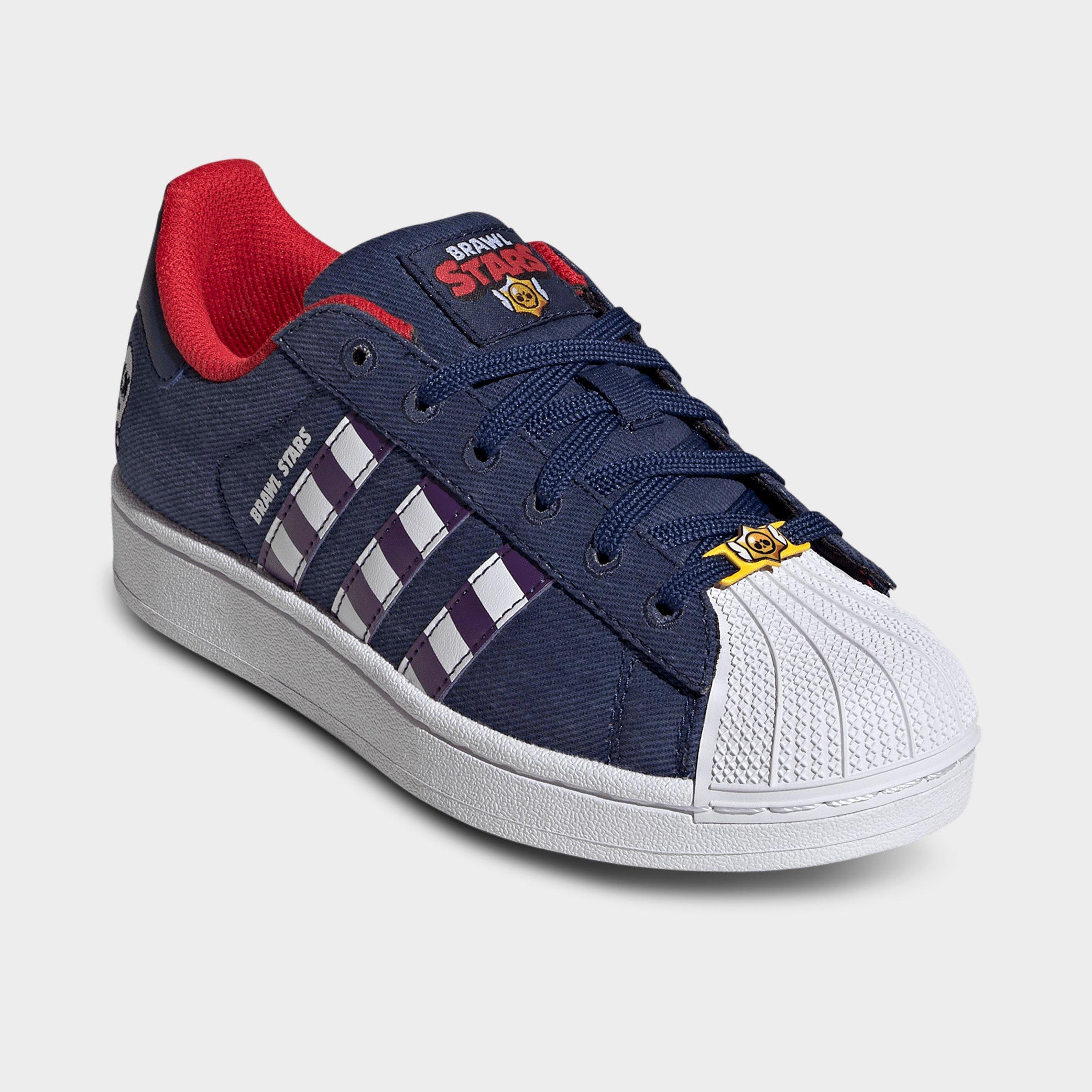 Big Kids' adidas Originals Superstar II Casual Shoes - Dark Blue/Violet/Cloud White - Both shoes facing left