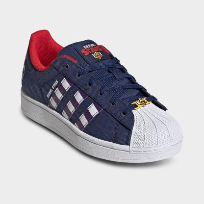 Big Kids' adidas Originals Superstar II Casual Shoes - Dark Blue/Violet/Cloud White - Both shoes facing left