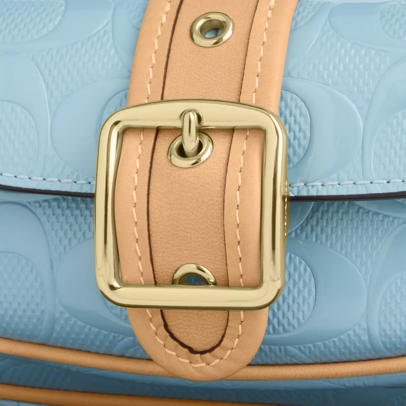 Ashton Mini Shoulder Bag In Signature Leather - Gold/Light Blue - view 9