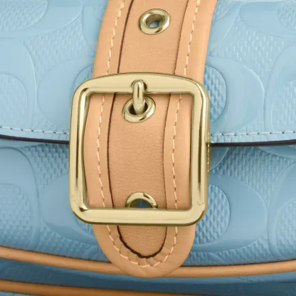 Ashton Mini Shoulder Bag In Signature Leather - Gold/Light Blue - view 9