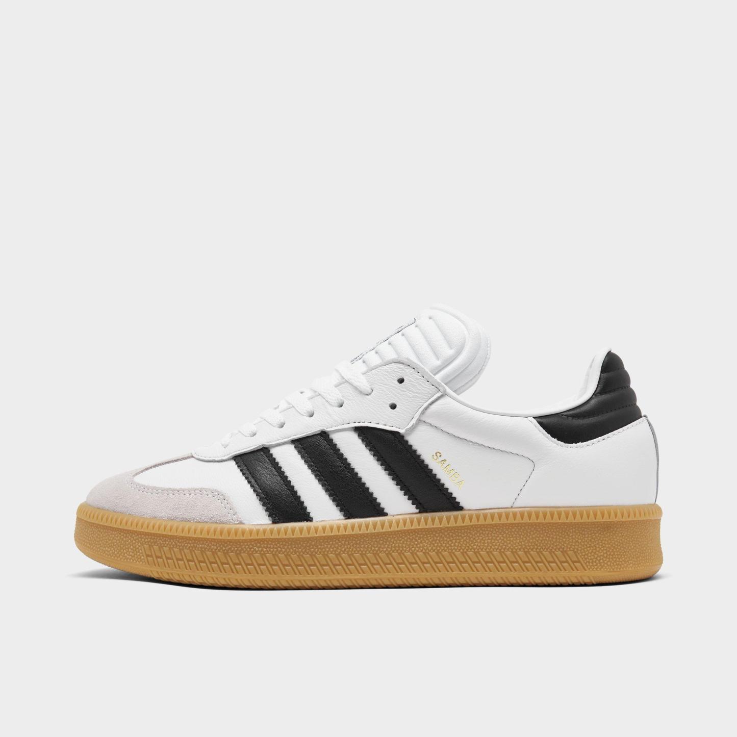 Men's adidas Originals Samba XLG Casual Shoes - White/Black/Gum - Left shoe facing left. Outside of the shoe.
