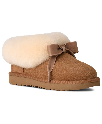 UGG® Kids' Bailey Bow Round Toe Slippers - Chestnut
