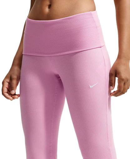 Nike Women's Sportswear Chill Knit Mid-Rise Tight Ribbed Pants - Pink Rise/white