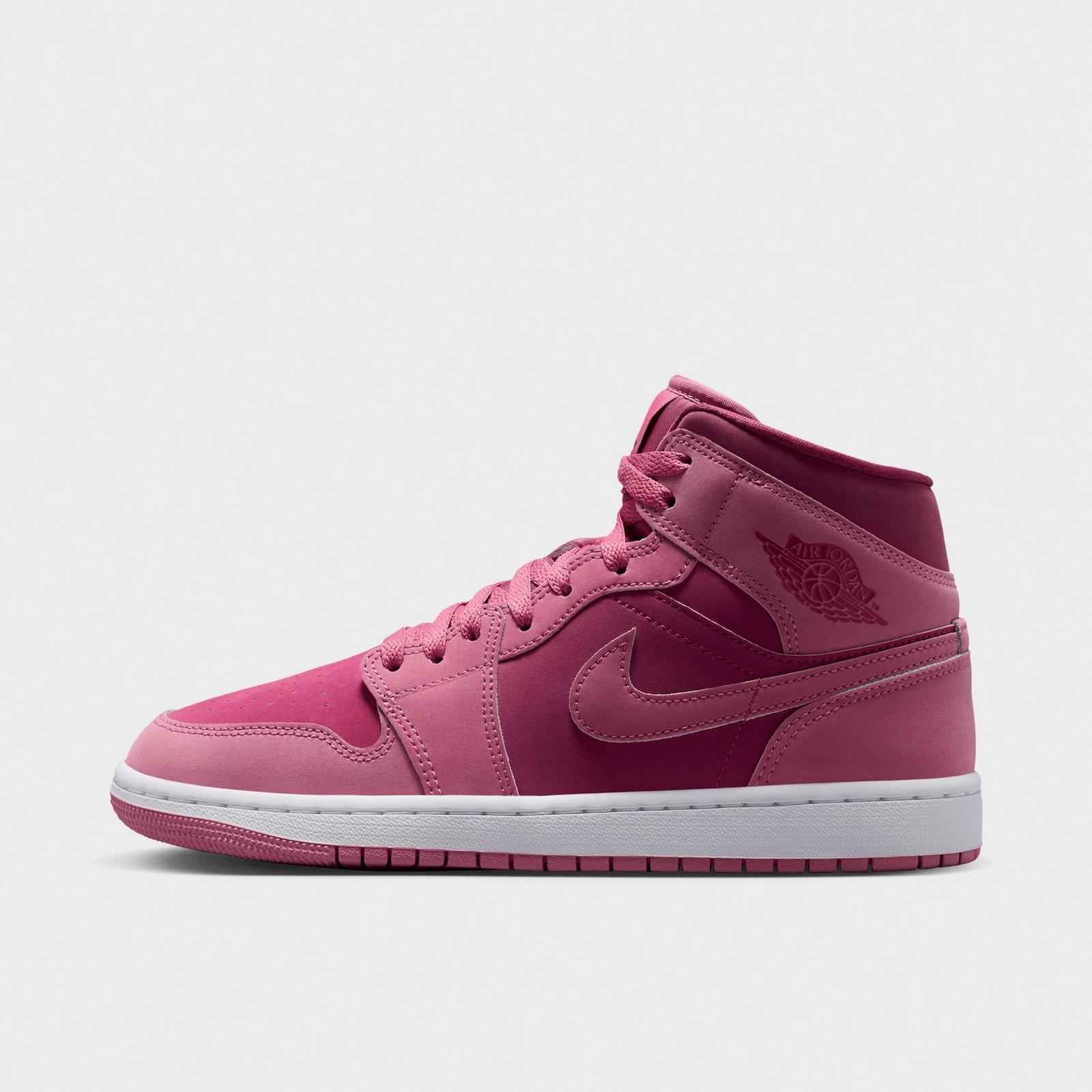 Women's Air Jordan Retro 1 Mid Casual Shoes - Desert Berry/White/Sweet Beet - view 1