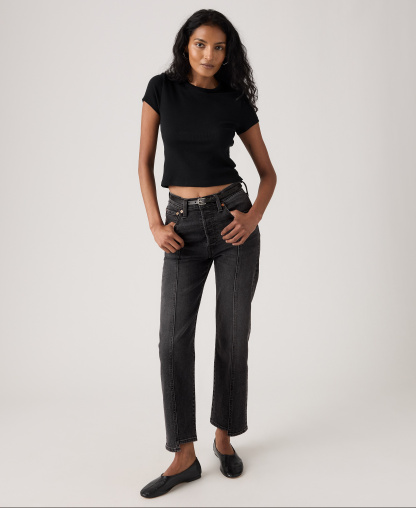 Levi's Women's Ribcage Seamed High-Rise Straight Ankle Jeans - Cut And Dry No Dest.