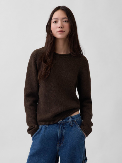 100% Cotton Rollneck Sweater - Terra brown