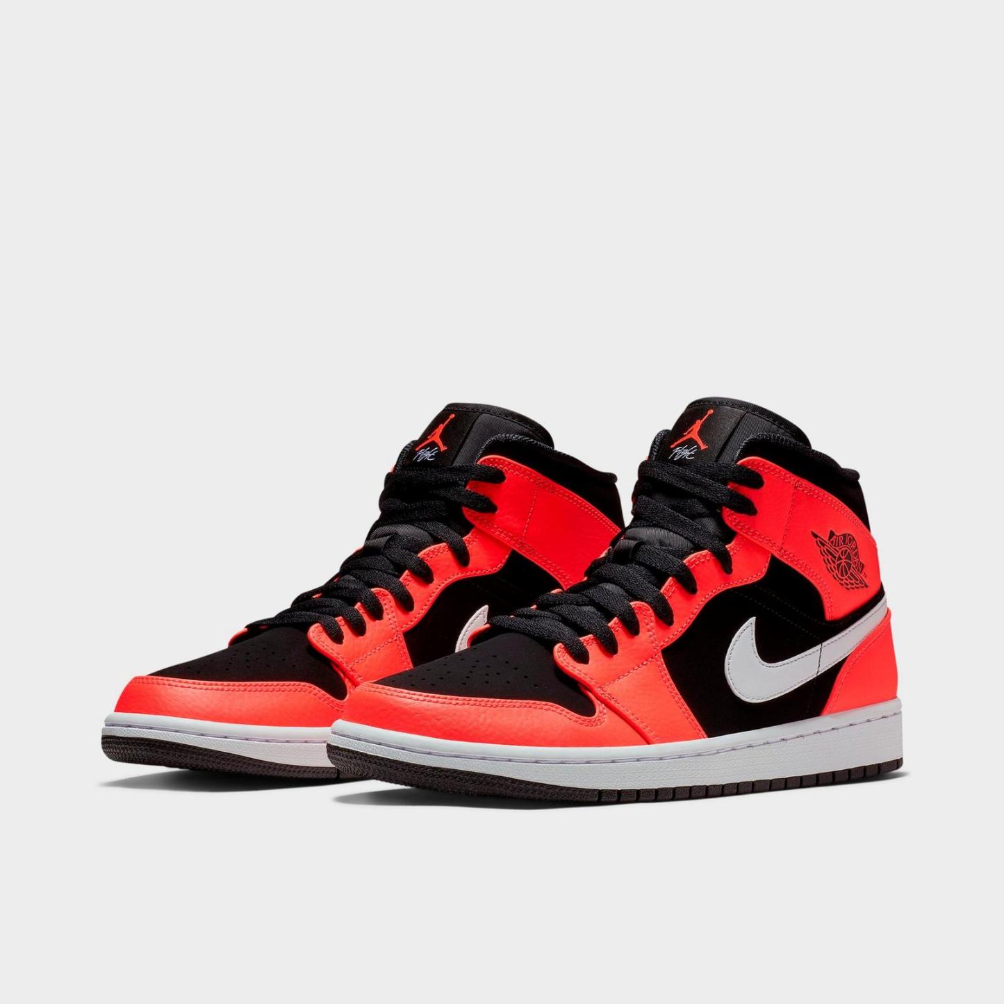 Men's Air Jordan Retro 1 Mid Casual Shoes - Black/White/Infrared 23 - view 2